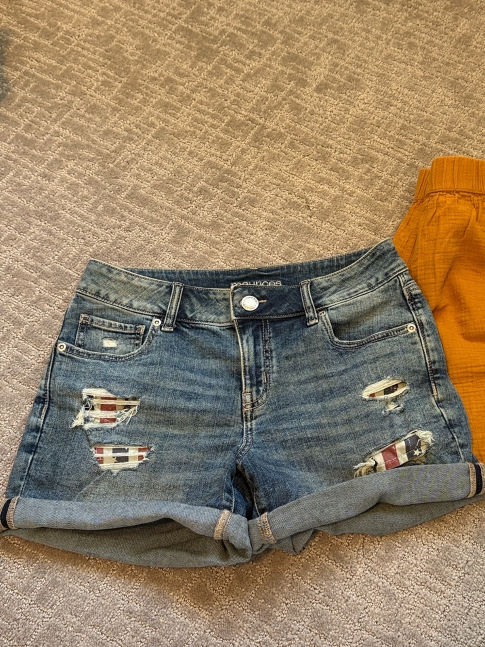 Maurice’s Women’s Distressed Denim Shorts with Patch Detail - Blue